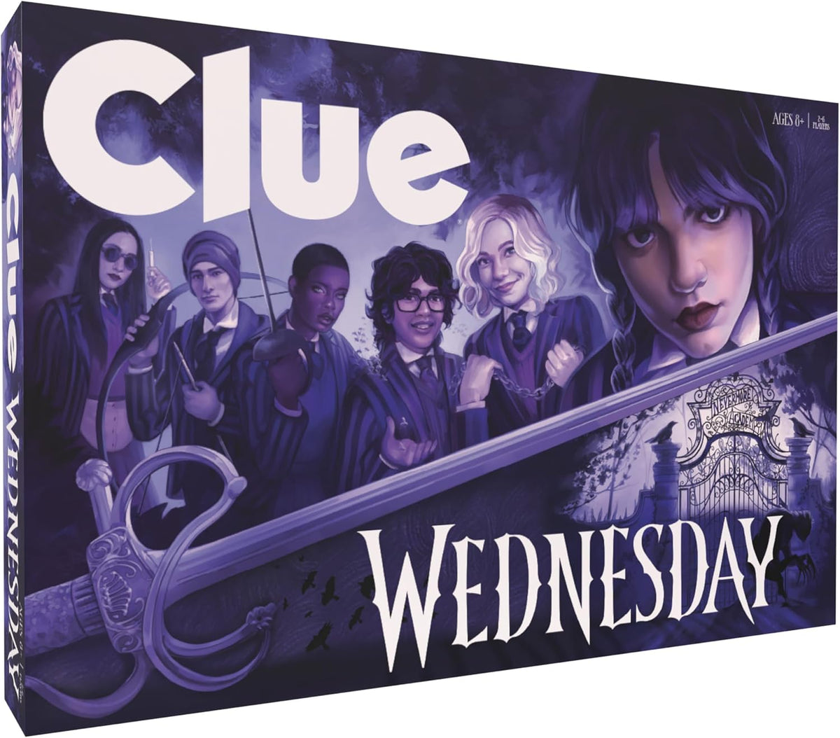 CLUE: Miércoles | Juego de mesa clásico inspirado en la serie original de Netflix | Resuelve el misterio en la Academia Nevermore con amigos y familiares | Mercancía con licencia oficial | 2-6 jugadores | A partir de 8 años