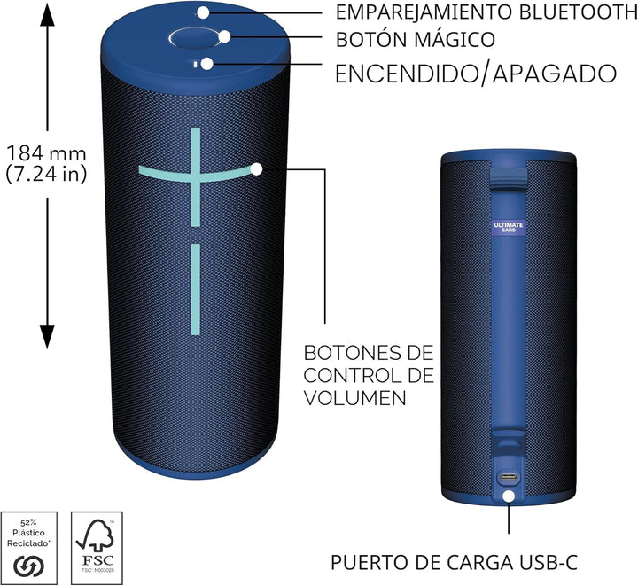 Ultimate Ears Boom 4 Altavoz Bluetooth portátil impermeable con son...