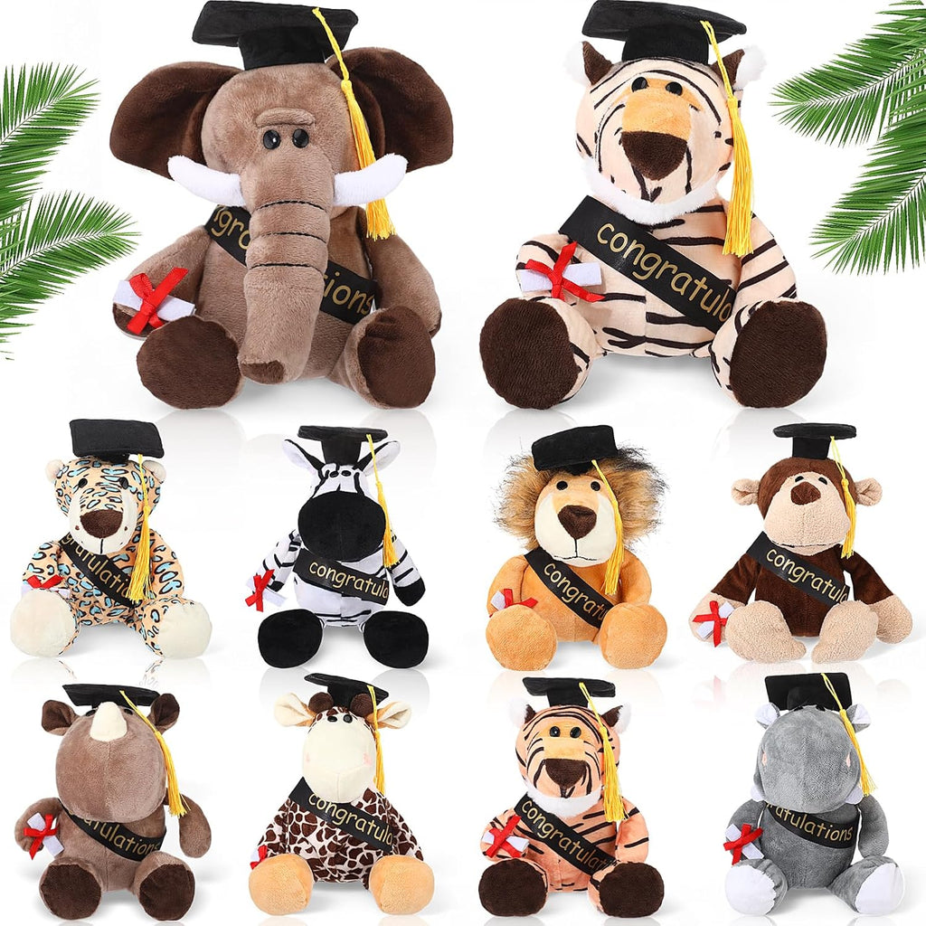 HyDren Juego de 10 animales de peluche de safari de graduación
