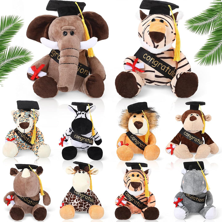 HyDren Juego de 10 animales de peluche de safari de graduación de 9...