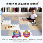 MioTetto Tapete de juego para bebé, azulejos de espuma suave para niños. Azulejos de espuma entrelazados ajustables, se adapta a corralito de 50 x 50 pulgadas, tapete de bebé para gatear y desarrollar, tapete de juego seguro y no tóxico para bebés de 6 a