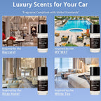 Kit de difusor de coche sin agua con 4 aceites aromáticos, ambientador de aromaterapia inspirado en hoteles de lujo para automóvil, vehículo, oficina y espacios pequeños (negro, fragancia de hotel)