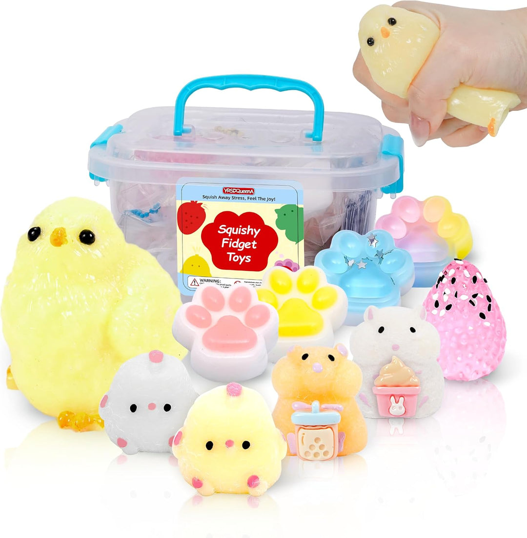 Paquete de 10 juguetes blandos Taba con caja de juguetes, juguetes...