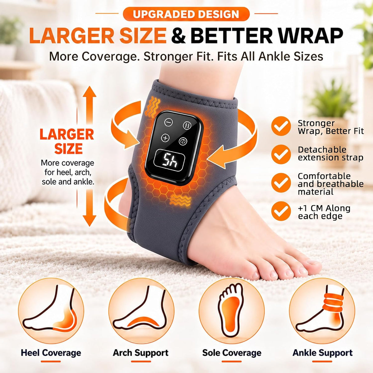 2 unidades Foot Renew Masajeador para neuropatía con calor y vibración, gris