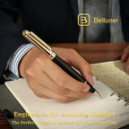 BEILUNER Blackwood - Bolígrafo de punta redonda con chapado en oro de 24