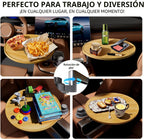 Bandeja de Auto y Escritorio de Auto para Laptop, Soporte Giratório de 360° de Madera, Bandeja para Volante, Accesorios de Auto para Mujeres y Hombres, Compatible con Tesla Model Y/3/S, Ford F150