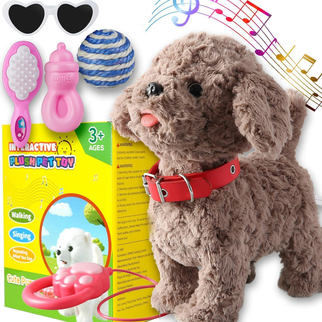 Juego de juguetes de peluche para perros que cantan, repite lo que...
