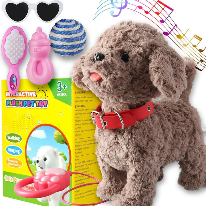 Juego de juguetes de peluche para perros que cantan, repite lo que...