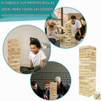 Juego de torre de madera para patio al aire libre para la familia, juego de apilamiento de bloques (grande-1.48 pies)