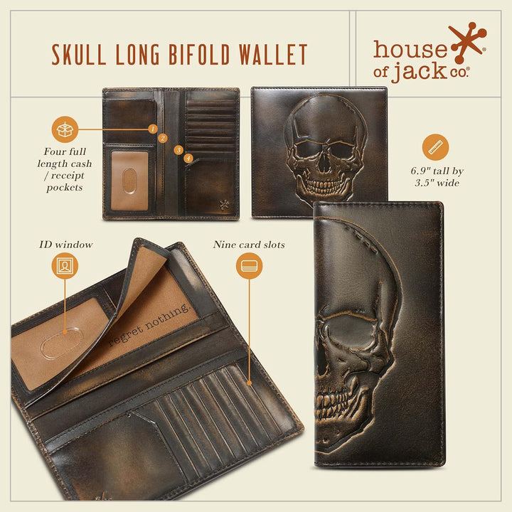 House of Jack Co. Cartera larga para hombre | Cuero de grano comple...