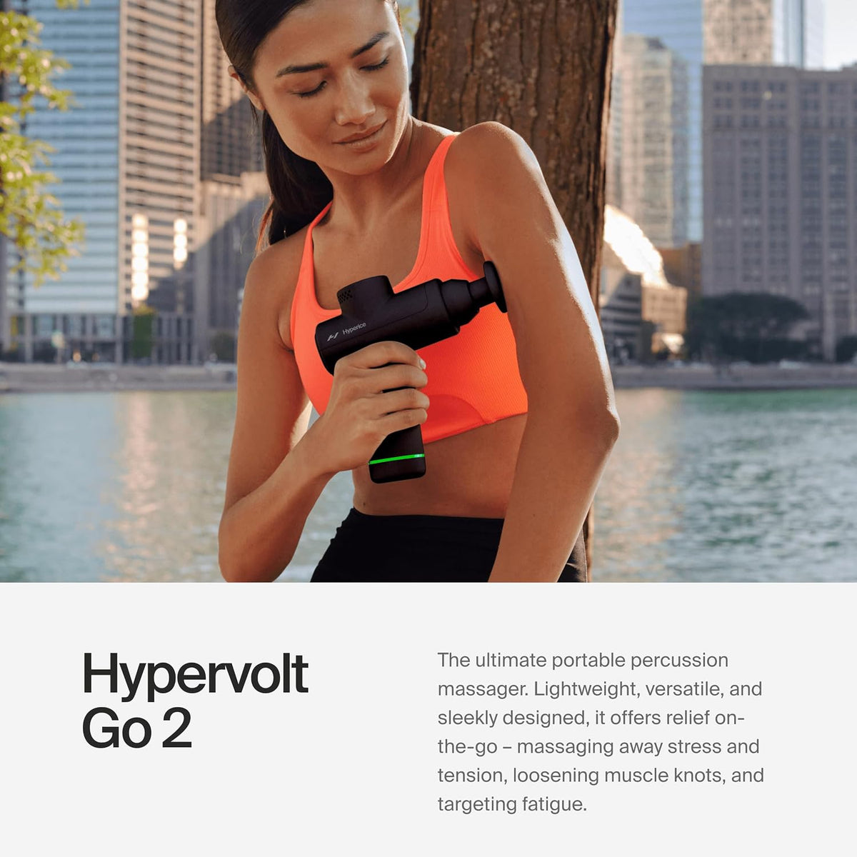 Hyperice Hypervolt Go 2 - Pistola de masaje de percusión de mano para tejido muscular profundo