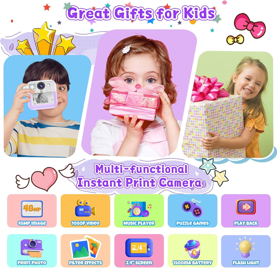 Cámara de impresión instantánea para niños, regalo de Navidad y cum...
