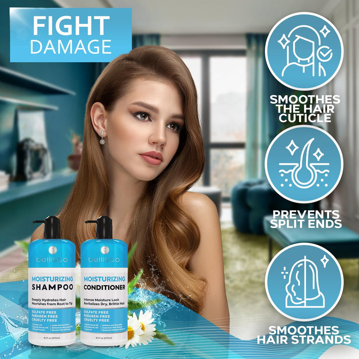 BELLISSO: Set de champú y acondicionador unisex de hidratación prof...
