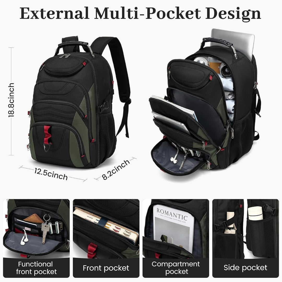 Boavan Mochila para laptop para hombre (negro, 15.6), Ammy Verde Q