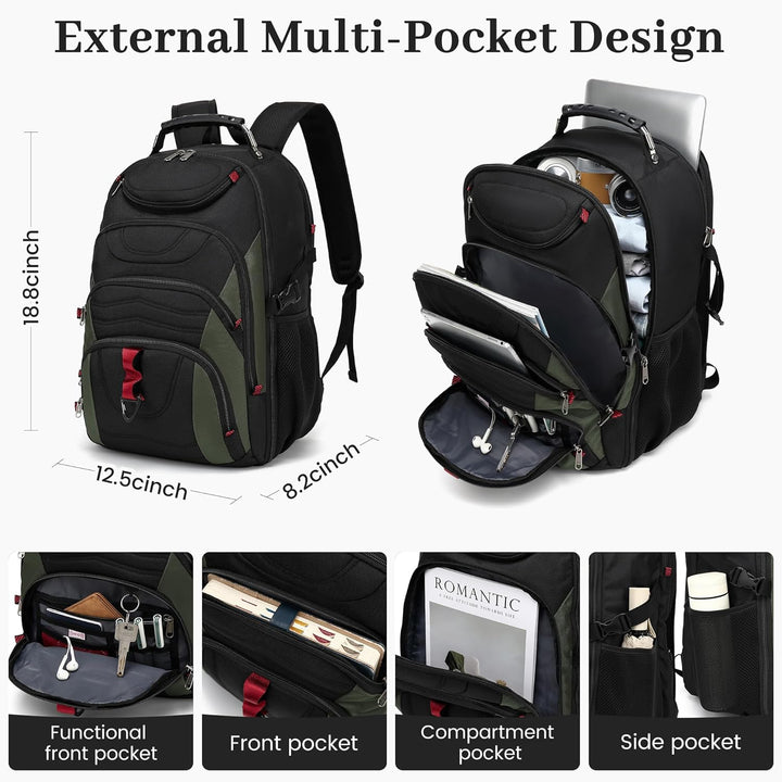 Boavan Mochila para laptop para hombre (negro, 15.6), Ammy Verde Q