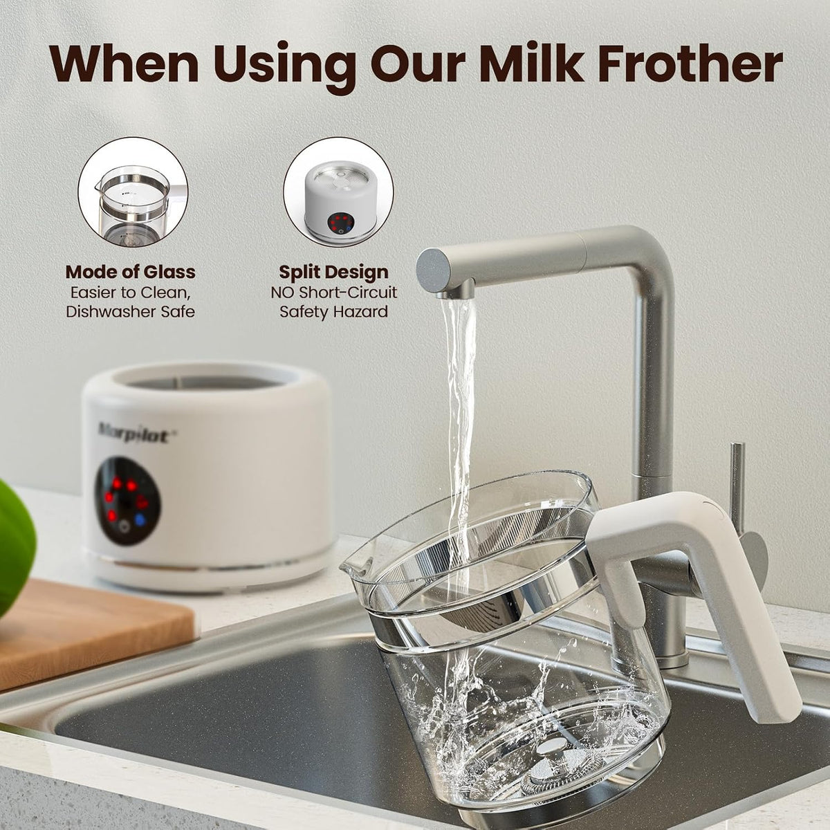Espumador de leche eléctrico grande y vaporizador, vaporizador de leche de 16.9 onzas y espumador para leche o chocolate caliente, apto para lavavajillas, sin BPA, 6 funciones, disfruta de la espuma