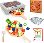 WOODMAM Juego de juguetes de pizza, comida realista Montessori con caja de