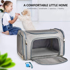 Henkelion Transportador grande para gatos, perros y cachorros de hasta 25 libras, transportador de perros grandes de lado suave, transportador de viaje para cachorros, grande, gris
