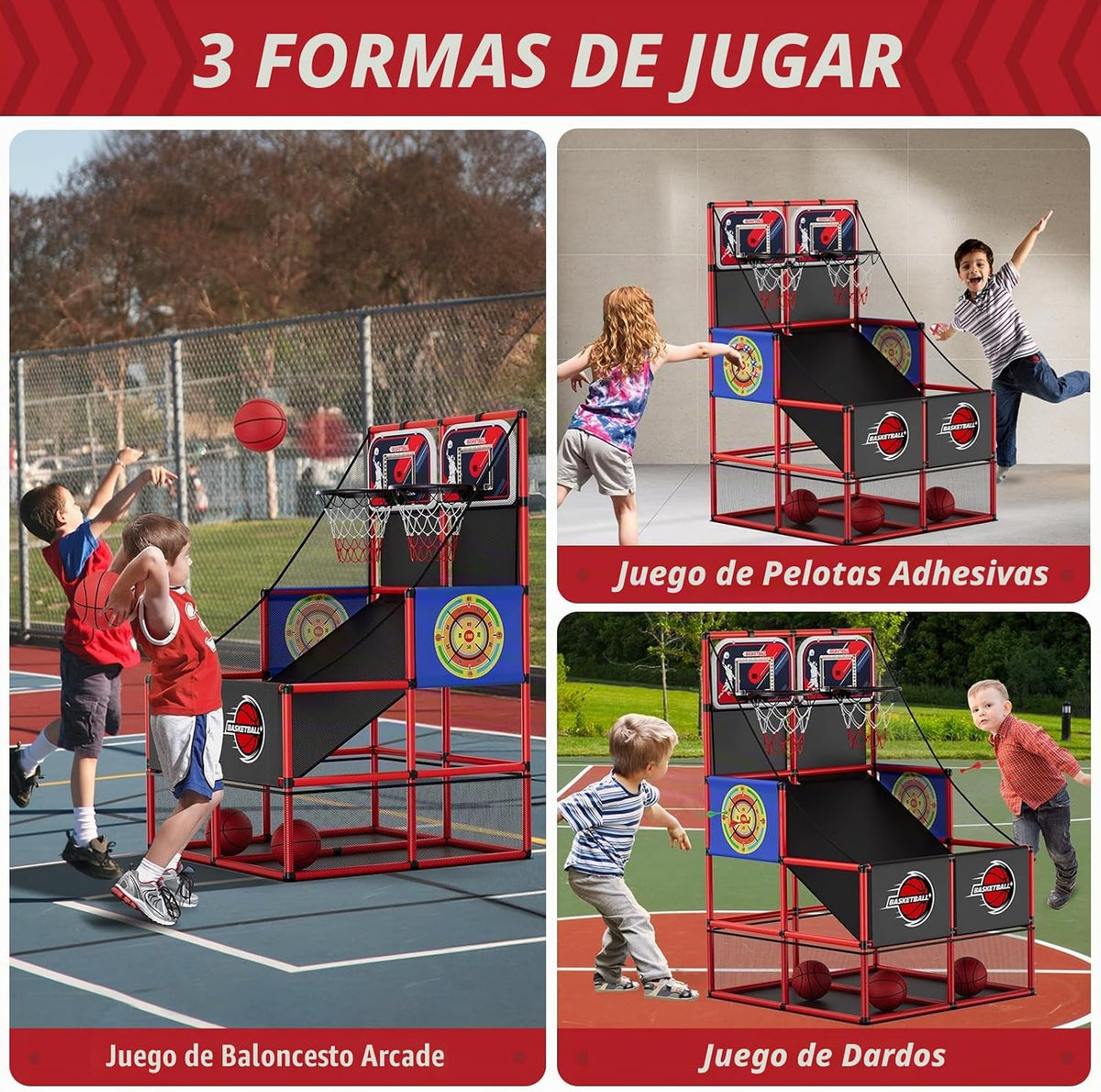 Dual Shot Basketball Arcade Game con Dartboard/Electronic Scoreboard