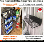 Cestas magnéticas organizadores de refrigerador, cesta de malla de alambre de metal de gran capacidad, estante para especias para almacenamiento de refrigerador, estante magnético para