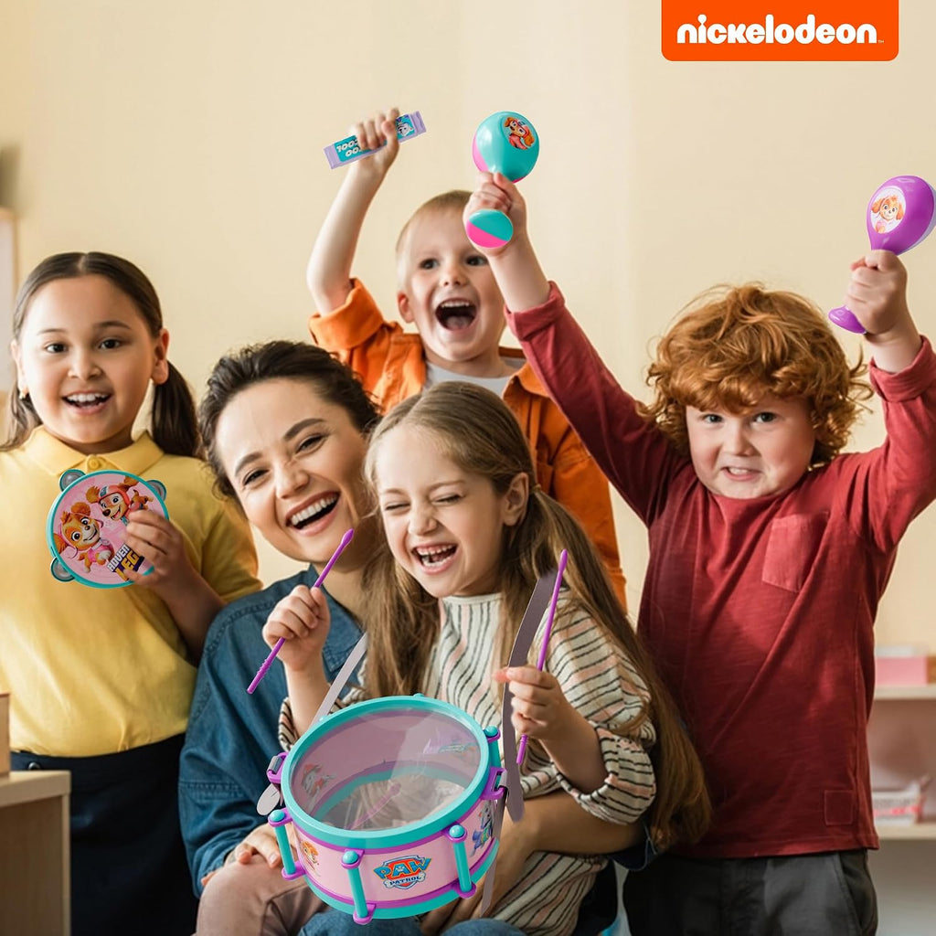 Lollipop - Juguetes musicales para niñas de Paw Patrol - Juego completo de instrumentos para niños pequeños con tambor, armónica, pandereta, maraca y palos, juguetes musicales educativos perfectos