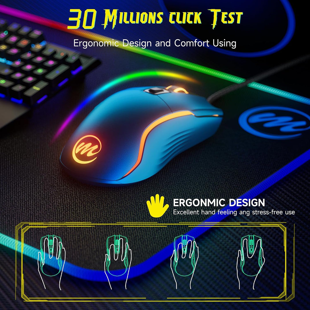 memzuoix Mouse para juegos con cable RGB - 6 DPI ajustables hasta 1...