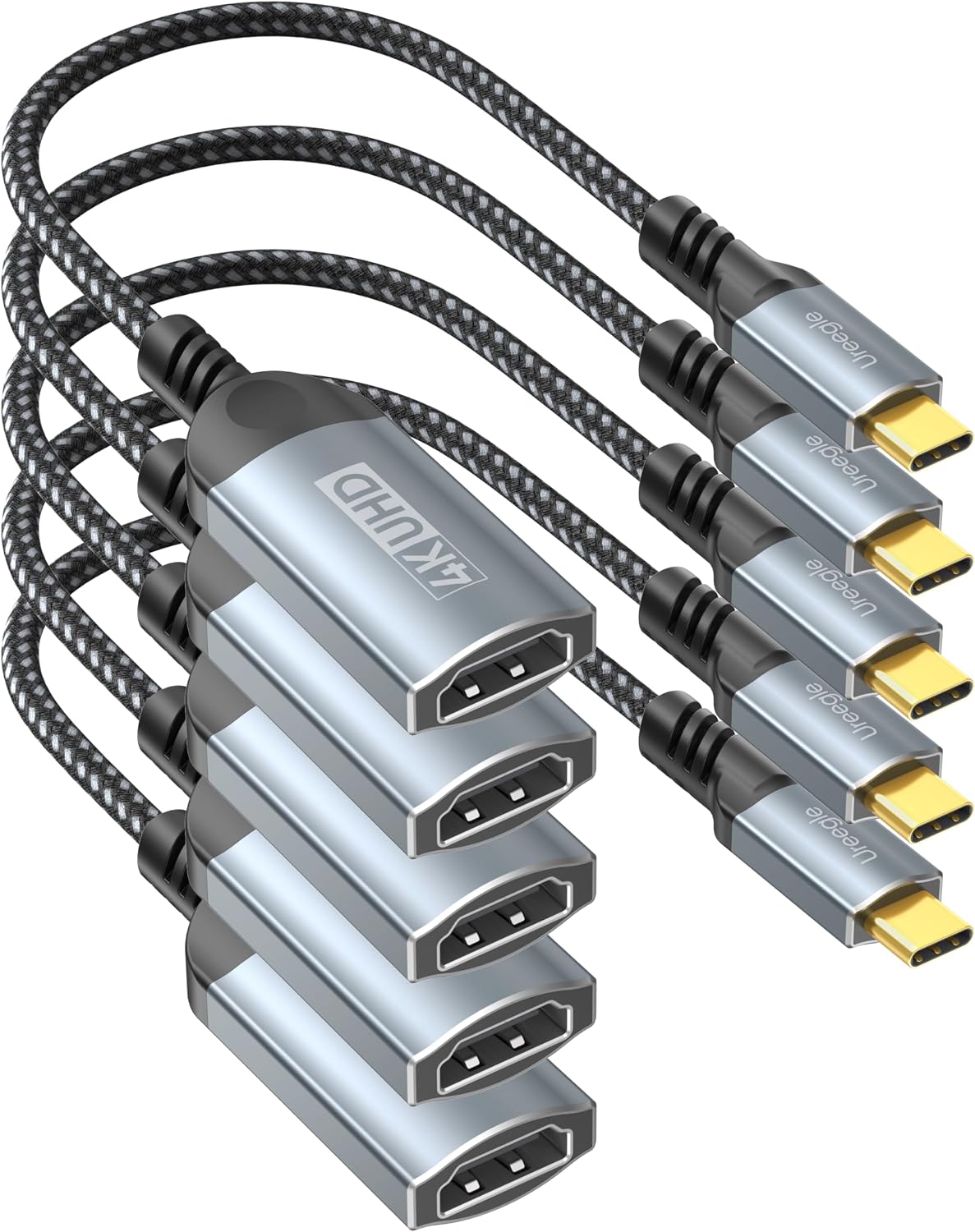 Adaptador USB C a HDMI, paquete de 5 adaptadores 4K USB-C a HDMI, convertidor unidireccional tipo C a HDMI para monitor USBC, MacBook Pro, iPad Pro, Samsung Galaxy S23/Note, Dell XPS, Steam Deck