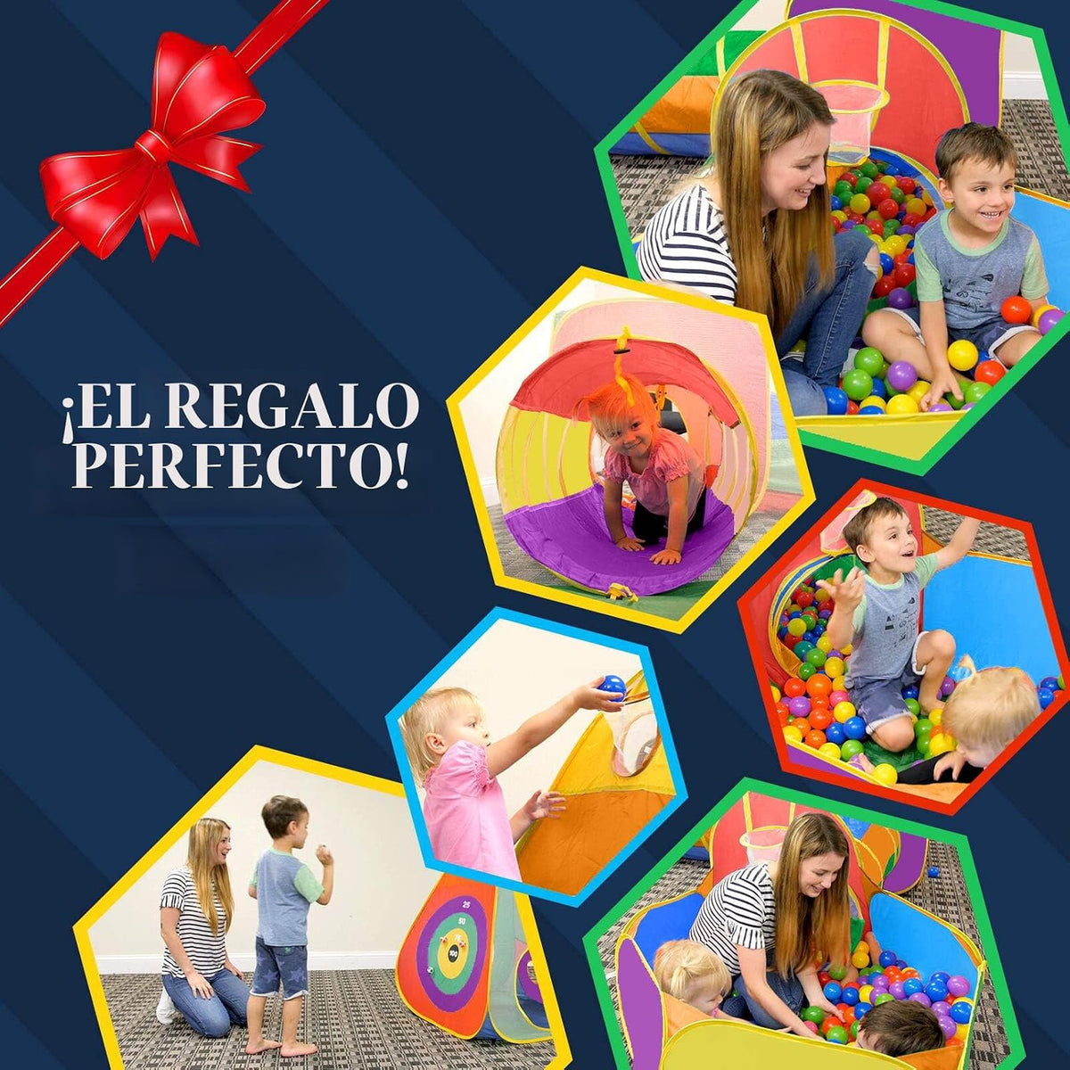 Regalo para niños pequeños y niñas, piscina de pelotas, carpa de juego y túneles para niños, el mejor regalo de cumpleaños para niños de 3, 4 y 5 años, juguete emergente para bebés, juego de puntería
