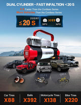 GSPSCN - Inflador digital de neumáticos 12V Compresor de aire portá...