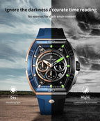 Paras Crown Relojes para Hombre Tonneau 5ATM Resistente al Agua Cuarzo Cronógrafo Analógico Reloj de Pulsera de Lujo para Hombre Caja de Acero Inoxidable Relojes de Hombre