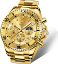 OLEVS Relojes para hombre, de cara grande, de acero inoxidable, resistente al agua, con fecha, analógicos, de cuarzo, modernos, de negocios, relojes de pulsera para hombre