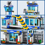 BUILDIFY Juego de bloques de construcción de la estación de policía de la ciudad con luz, 634 kits de estación de HQ con helicóptero, coche de policía y motocicleta. Ideal como regalo coleccionable de cumpleaños para más de 6 fanáticos, niños y niñas