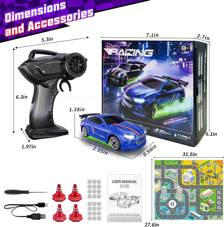 Coche de Derrape Mini RC 1:64 de Escala, Coche de Control Remoto co...