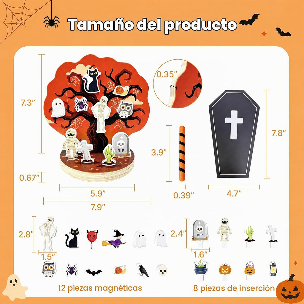 Juguetes de madera de Halloween para niños, juguetes Montessori