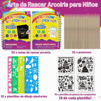 HXDOGSP Scratch Art para niños: paquete de 32 recuerdos de fiesta de papel para rascar arco iris, cuaderno de manualidades adecuado para regalos de cumpleaños, kit de manualidades escolares, premios