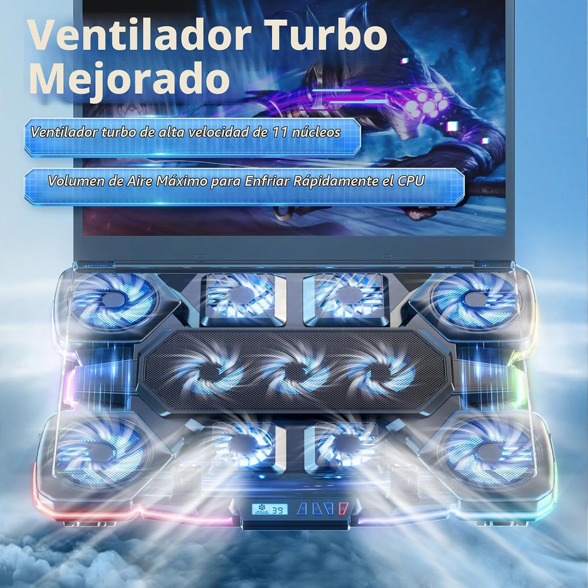 Almohadilla de refrigeración para laptop para videojuegos, 11 venti...