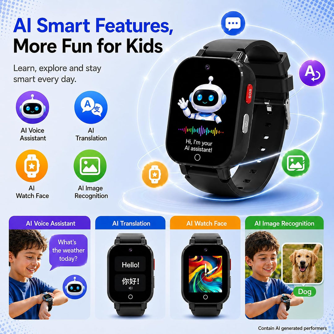 DXPICR Reloj inteligente 4G para niños con rastreador GPS, video y...