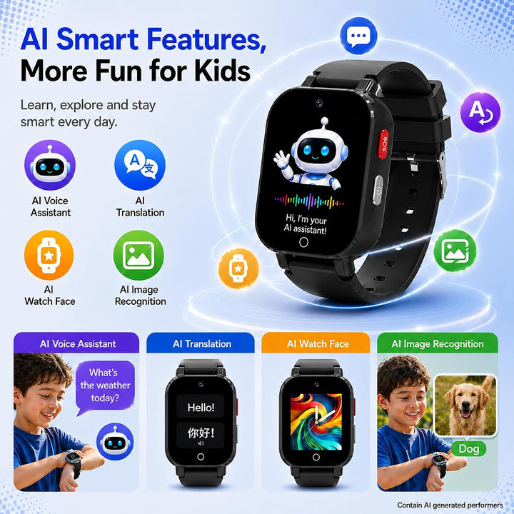 DXPICR Reloj inteligente 4G para niños con rastreador GPS, video y...