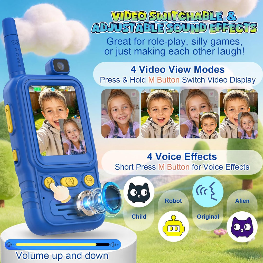 Video Walkie Talkies para Niños 2-Pack: Video Intercom Toys para Niños de 4-10 Años
