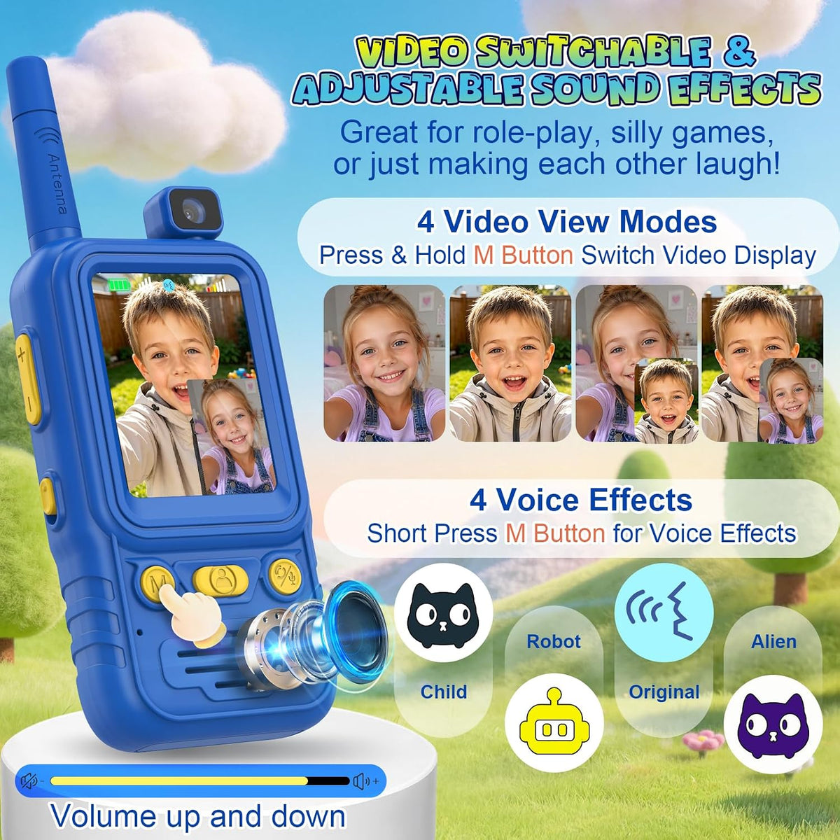Video Walkie Talkies para Niños 2-Pack: Video Intercom Toys para Niños de 4-10 Años