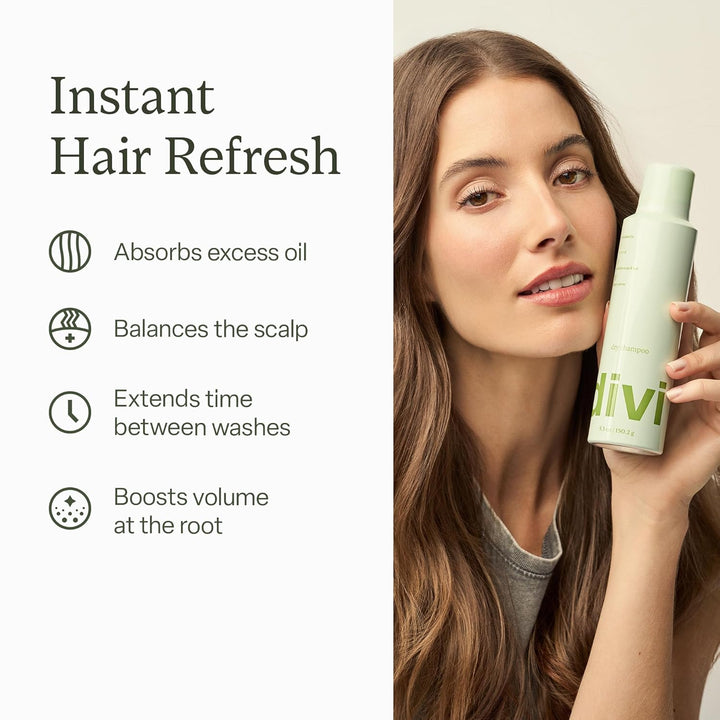 Divi Champú seco en aerosol para mujeres, formulado para absorber a...