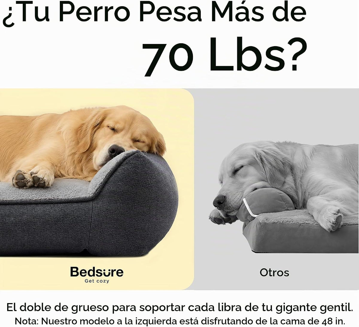 Bedsure SupportMax® - Camas ortopédicas extra gruesas XL para perros de