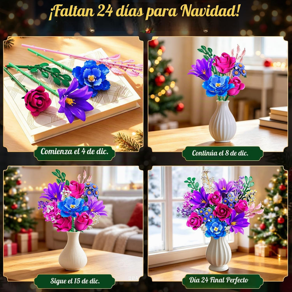 Calendario de Adviento de flores 2026 - Juego de construcción de Navidad de