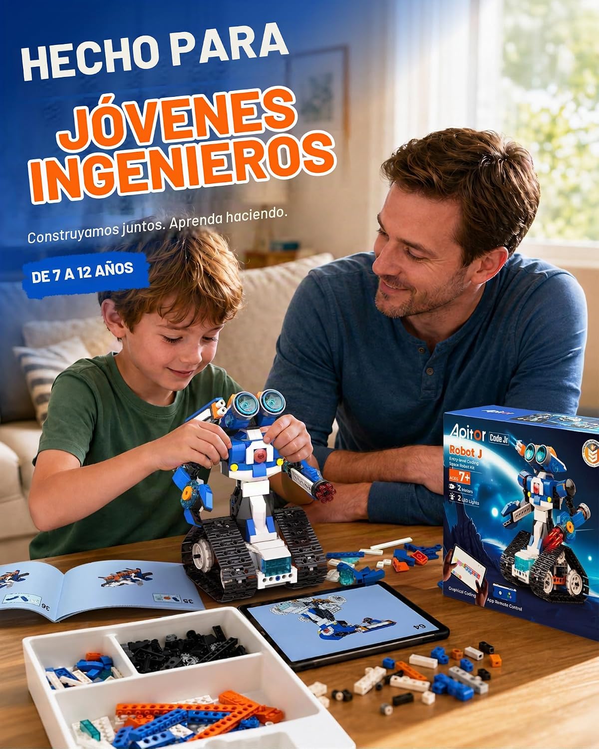 Apitor STEM Coding Robot Toy 6-en-1 Building Kit para niños de 8-12 años 480 Bloques
