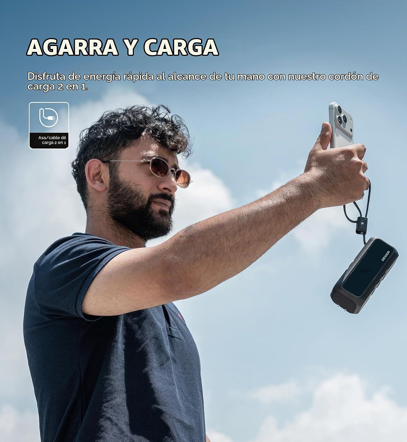 Dexnor Cargador portátil 3 en 1, banco de energía de 15,000 mAh 65...