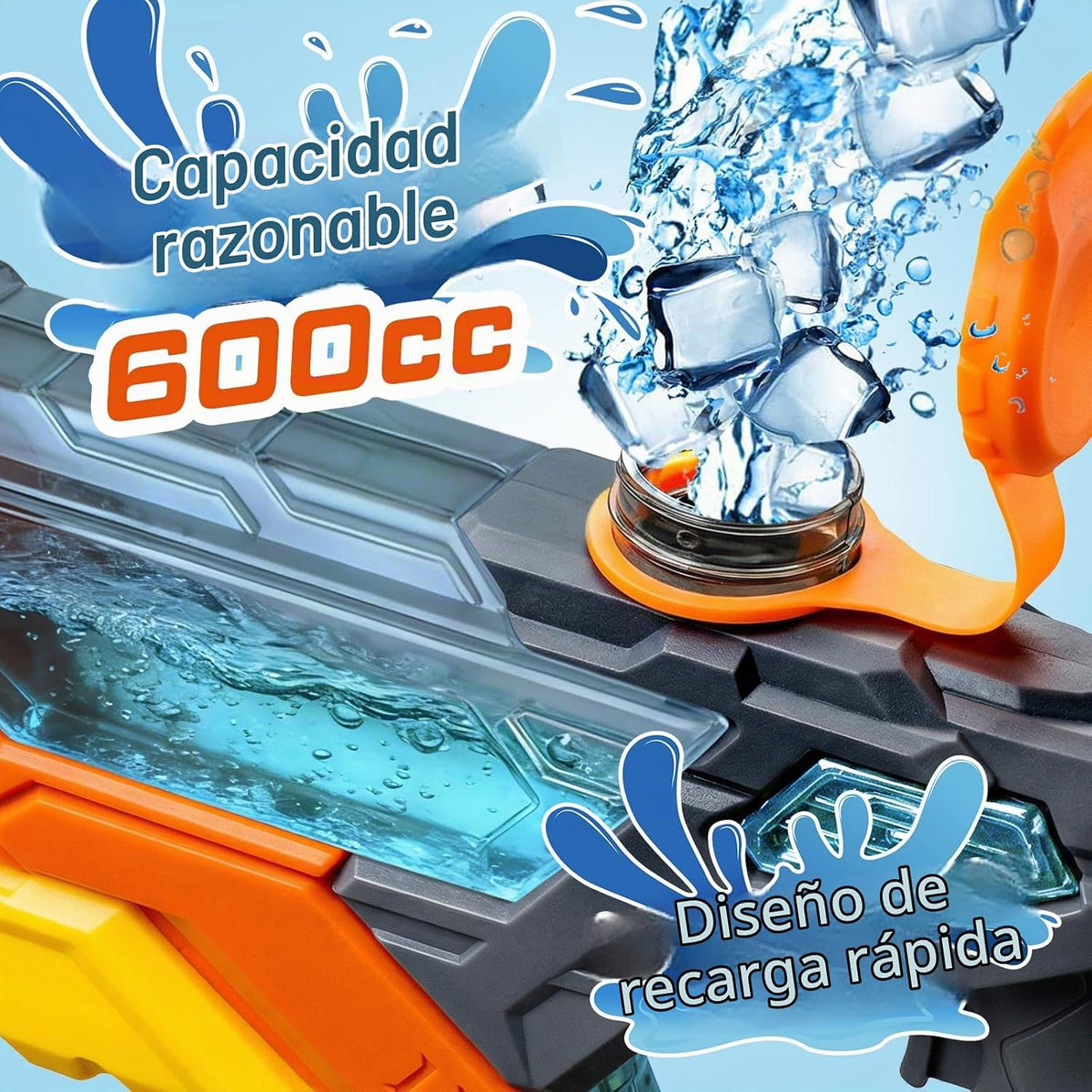 Paquete de 6 pistolas de agua para niños de largo alcance, 20.3 fl oz, colorido súper Blaster remojo con tanque de agua visible transparente, piscina, verano, playa, juguetes de lucha al aire
