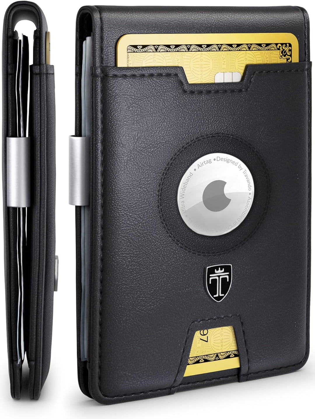 TRAVANDO AirTag* - Cartera para hombre con clip para dinero, tarjet...