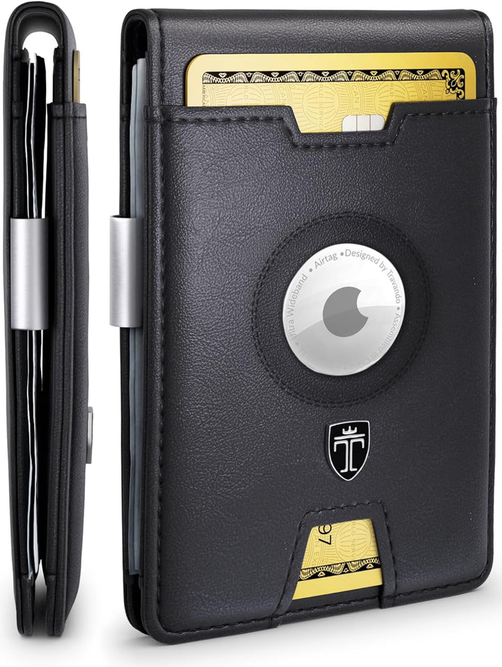 TRAVANDO AirTag* - Cartera para hombre con clip para dinero, tarjet...