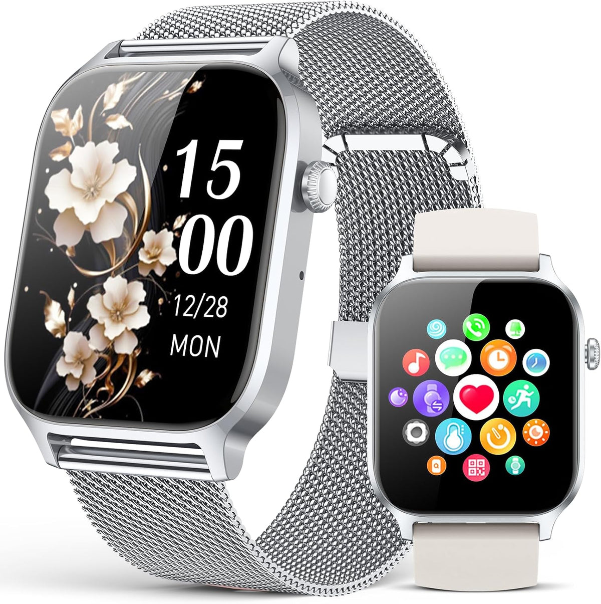 Relojes inteligentes para mujer (llamadas/recordatorios), reloj inteligente HD de 1.85 pulgadas para teléfonos Android y iPhone compatible, más de 120 modos deportivos, reloj de fitness