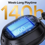 Hybird Auriculares inalámbricos Bluetooth 6.4 con cancelación activa de ruido, 140 horas de reproducción, ANC y pantalla de batería, auriculares con micrófono ENC de alta resolución